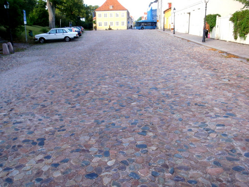 cobble stone road.